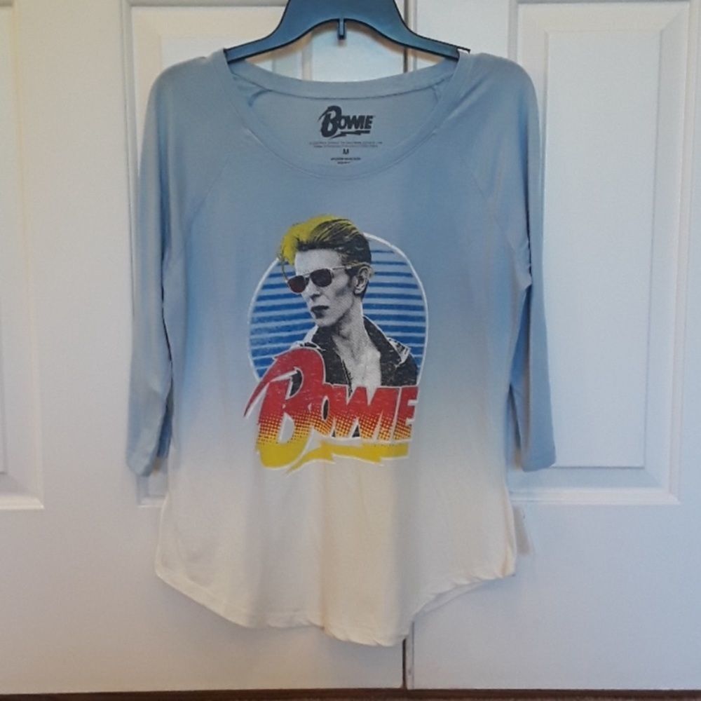 NWT David Bowie Raglan Ombré Tee 3/4 Sleeve